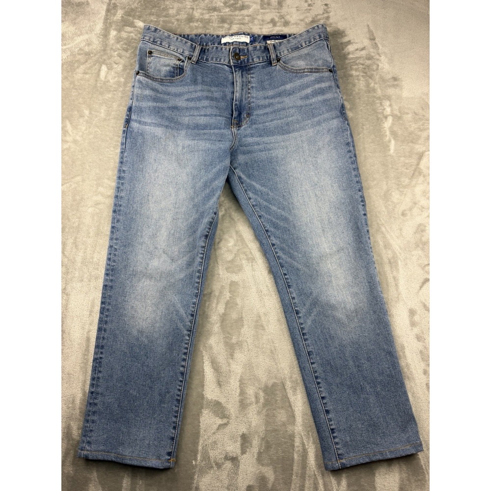 Peter Manning Jeans Men's 33x27 Johnny 5 Pocket Stretch Blue PMNYC Hemmed(33x25)